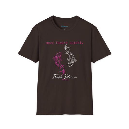Move Forward Quietly T-Shirt — Feminine Pink Koi Graphic Tee