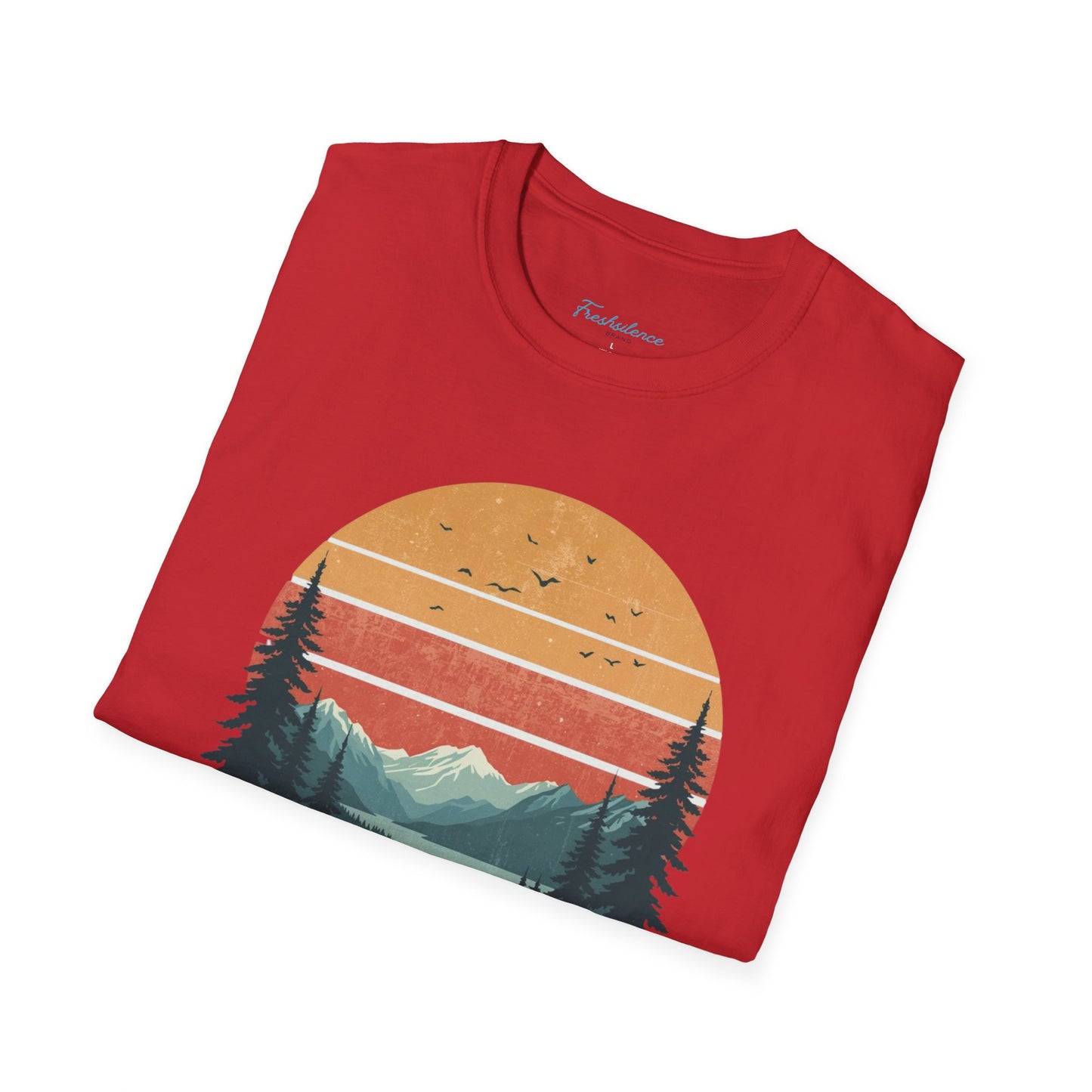 Nature Sunset T-Shirt — "Fresh Silence" Mountain Forest Graphic