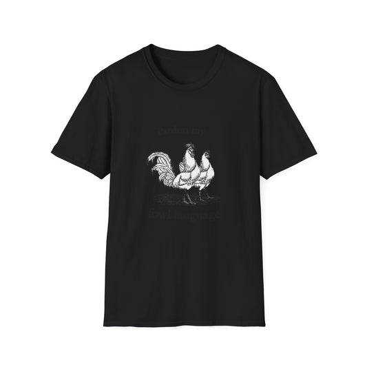 T-Shirt — "Pardon My Fowl Language" Rooster Vintage Illustration