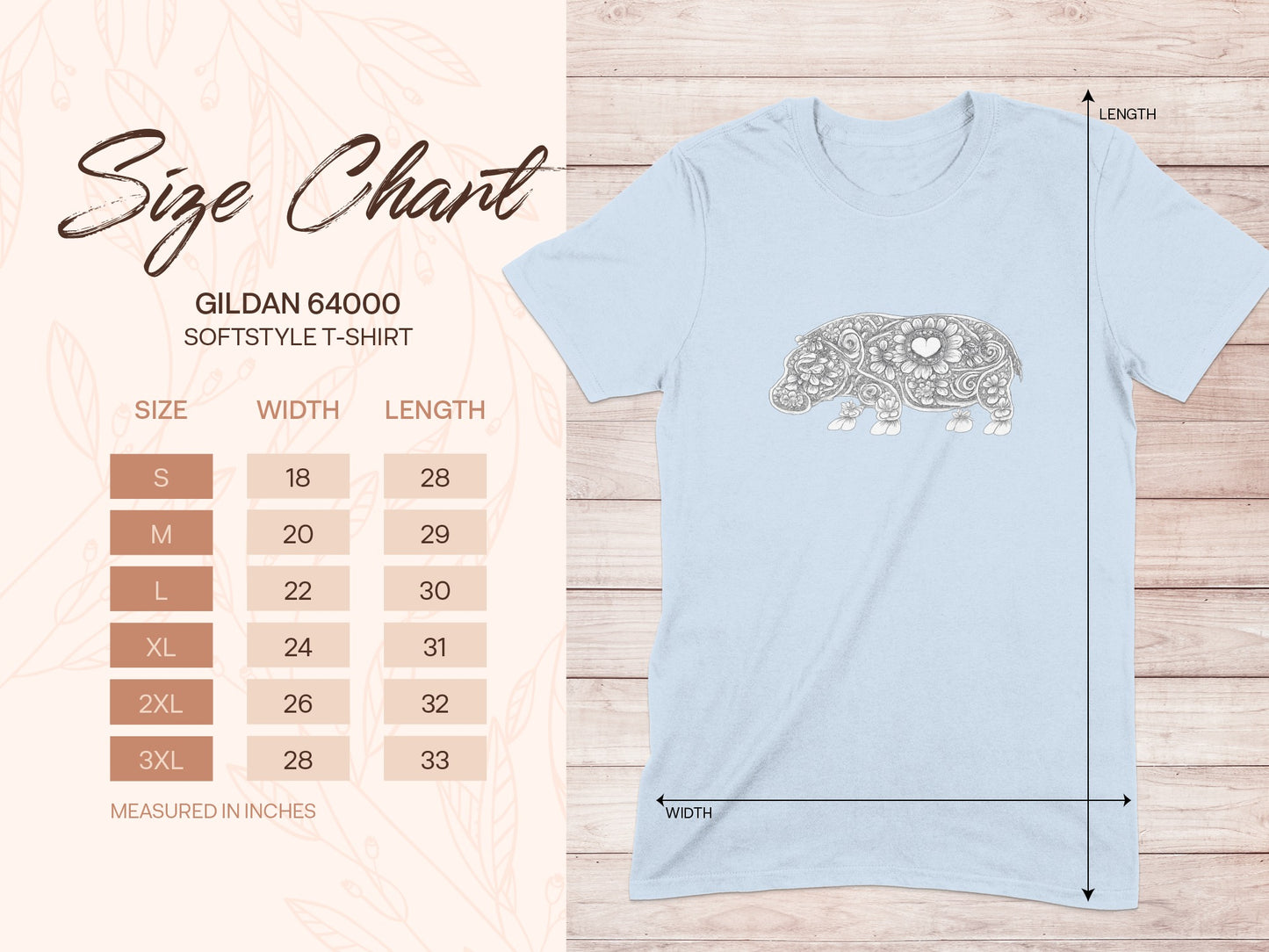 Intricate Elephant Design Gildan 64000 Softstyle T-shirt
