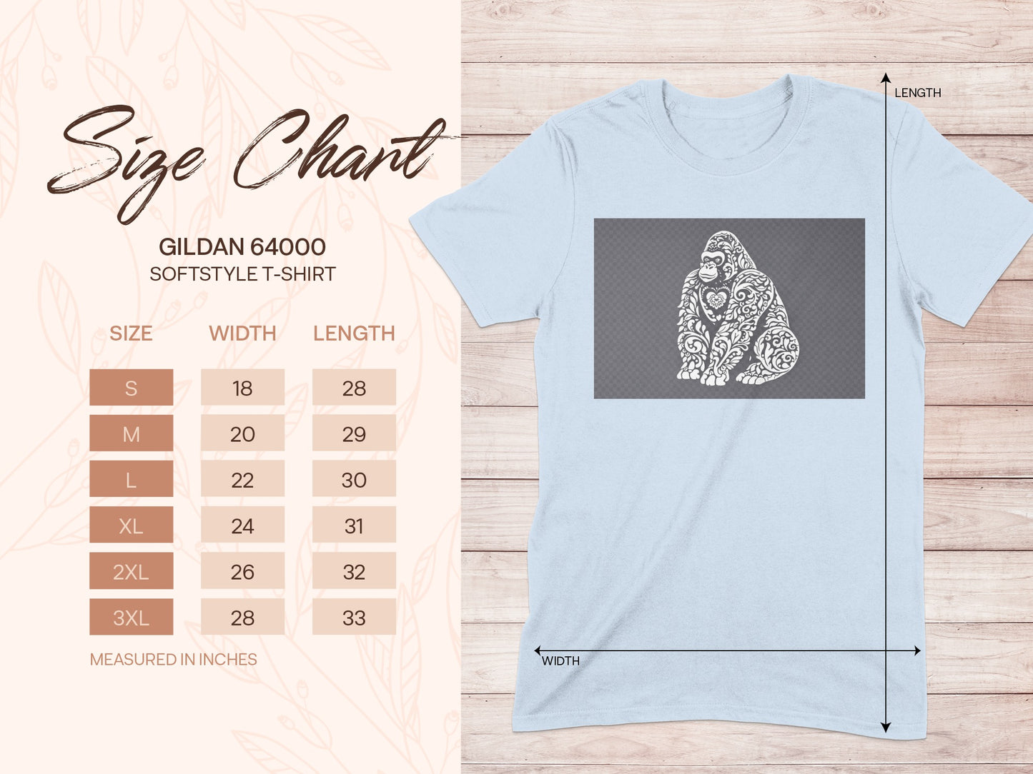 Artistic Gorila Design on Softstyle T-shirt