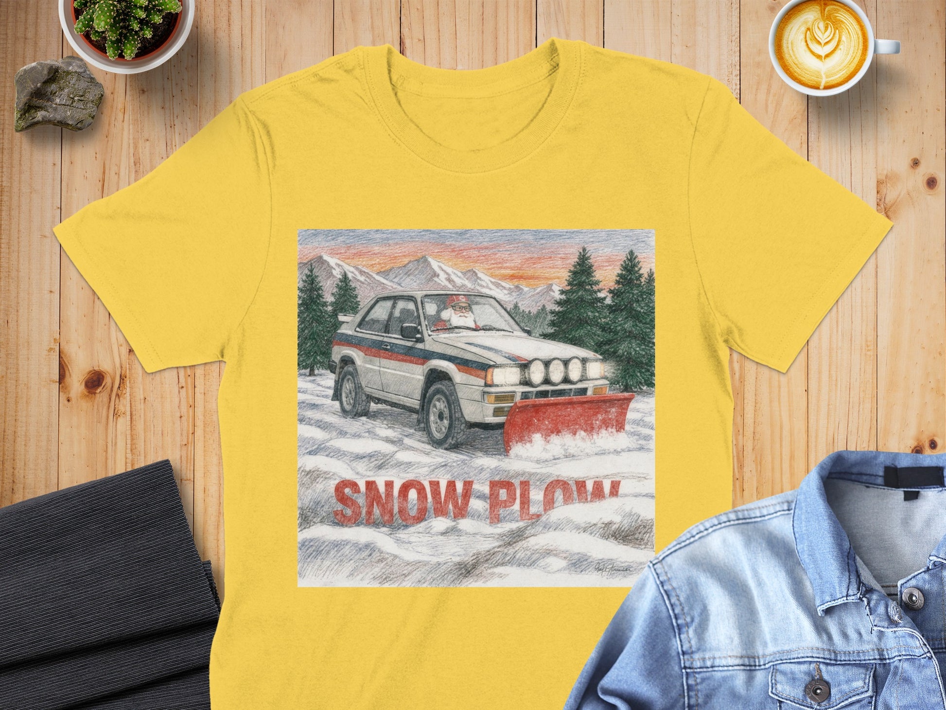 Retro Snow Plow Scene Graphic Tee