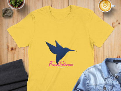 Fresh Silence Brand Yellow Hummingbird Graphic Shirt