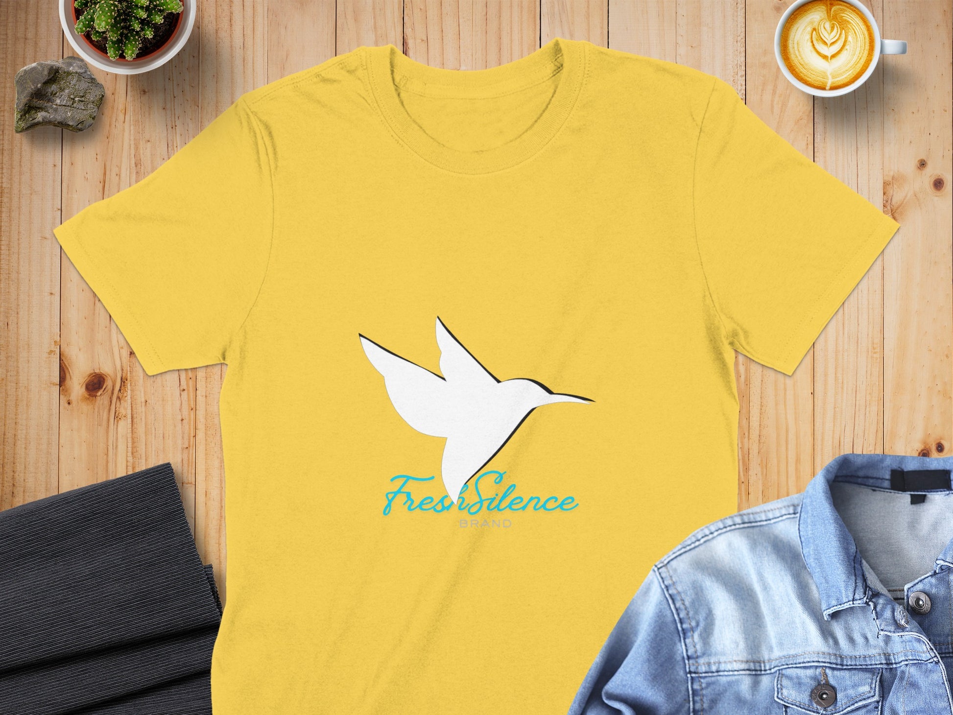FreshSilence Brand Yellow Graphic T-Shirt Product