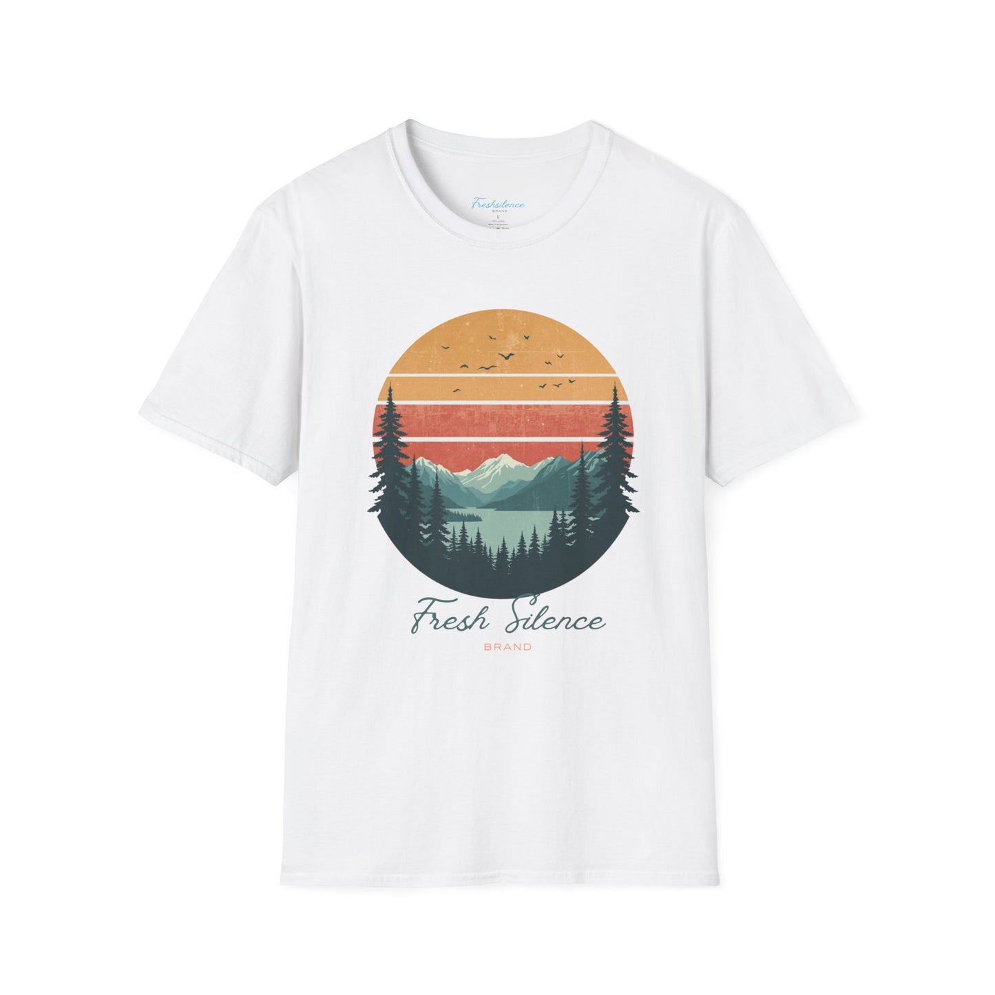 Nature Sunset T-Shirt — "Fresh Silence" Mountain Forest Graphic