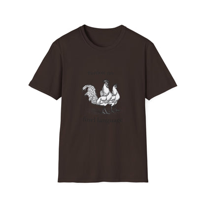 T-Shirt — "Pardon My Fowl Language" Rooster Vintage Illustration