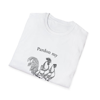 T-Shirt — "Pardon My Fowl Language" Rooster Vintage Illustration