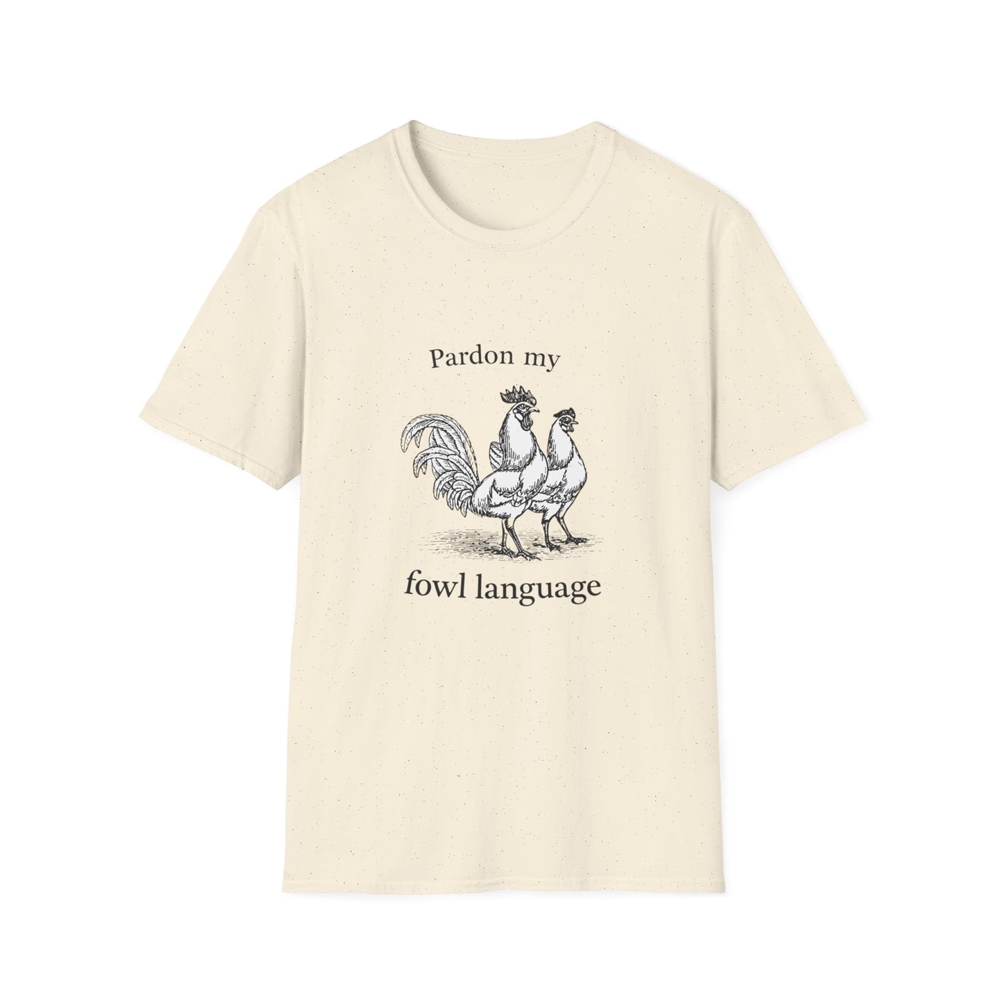 T-Shirt — "Pardon My Fowl Language" Rooster Vintage Illustration