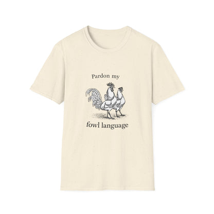 T-Shirt — "Pardon My Fowl Language" Rooster Vintage Illustration