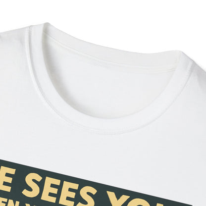 Christmas T-Shirt — "He Sees You When You're Sleeping" Vintage Santa Holiday Tee