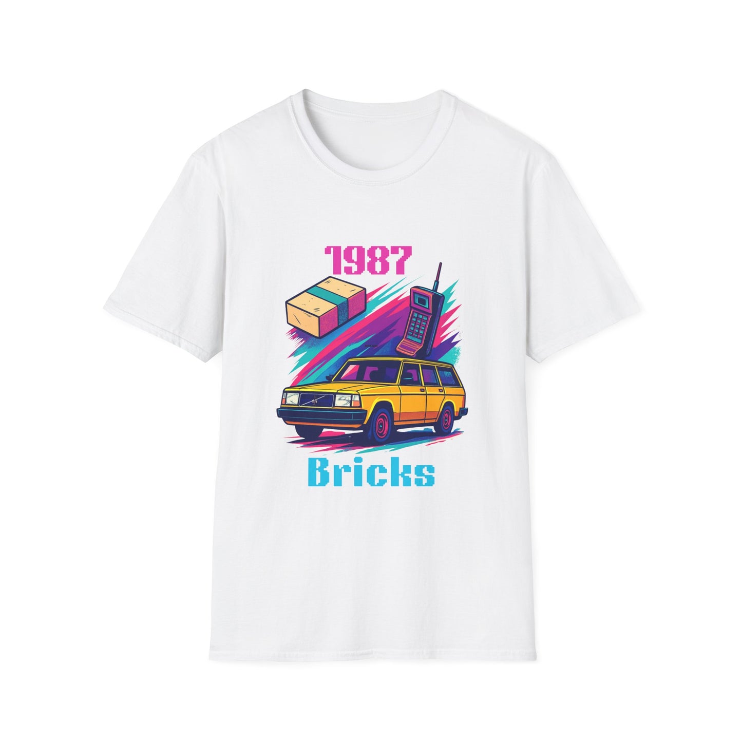 1987 Bricks Retro Van T-Shirt — 80s Vintage Brick Phone & Toy Theme