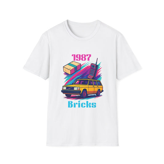 1987 Bricks Retro Van T-Shirt — 80s Vintage Brick Phone & Toy Theme
