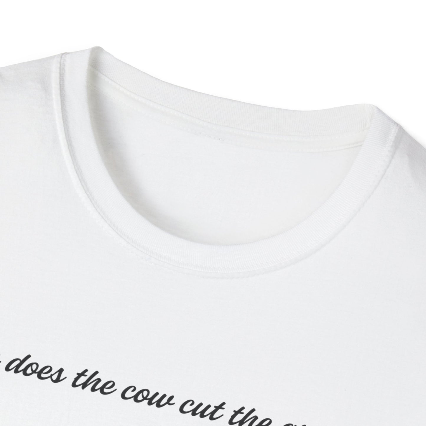 Cow Riding Lawnmower Graphic T-Shirt – “Now then the cow cut the grass…”