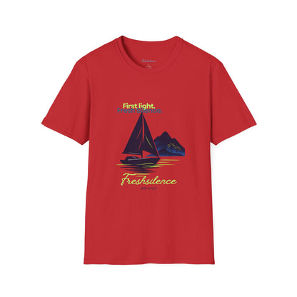 Sailboat Graphic T-Shirt — "Fresh Silence" Island Vibe Tee