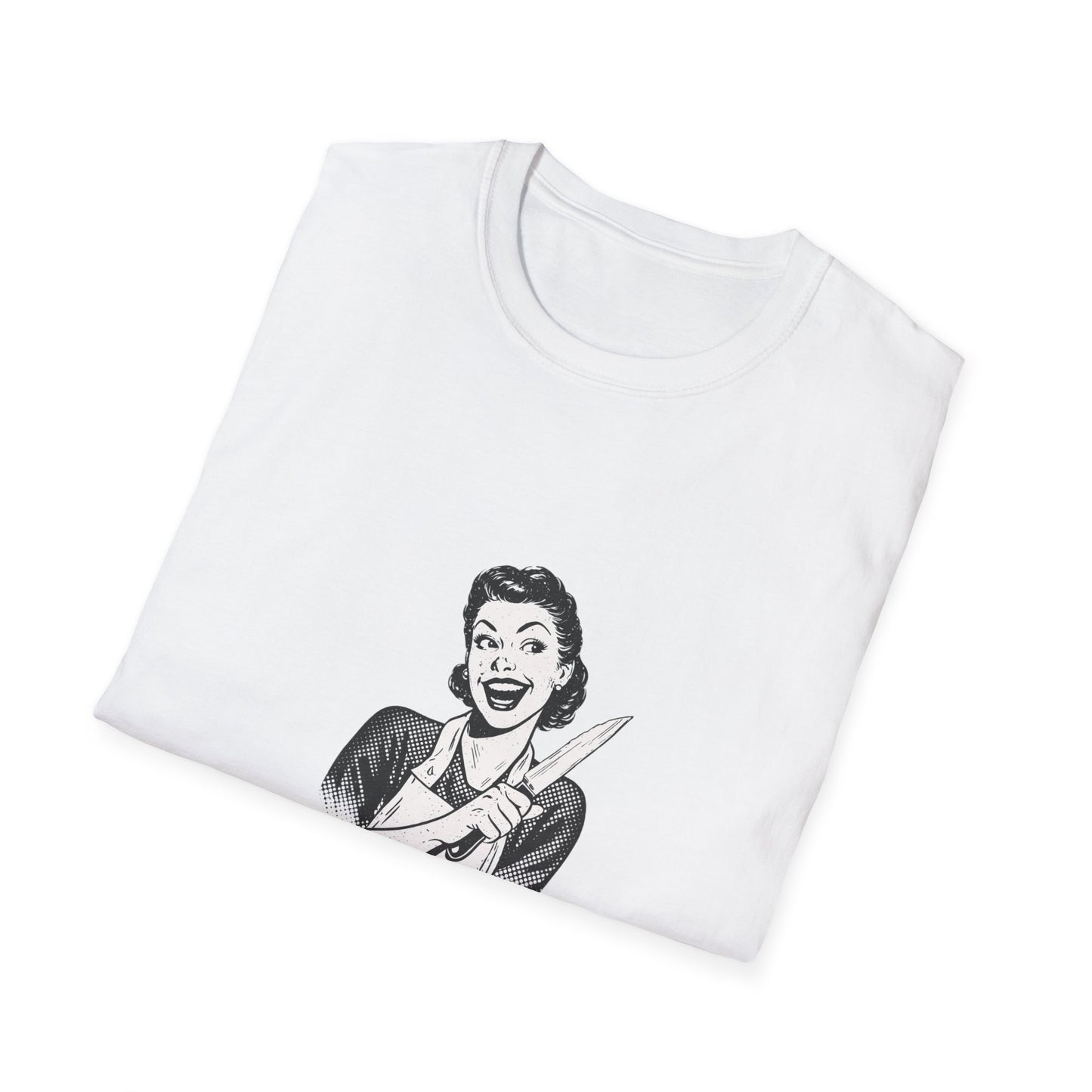 T-Shirt — "Sweet Face, Sharp Thoughts" Retro Kitchen Knife Graphic