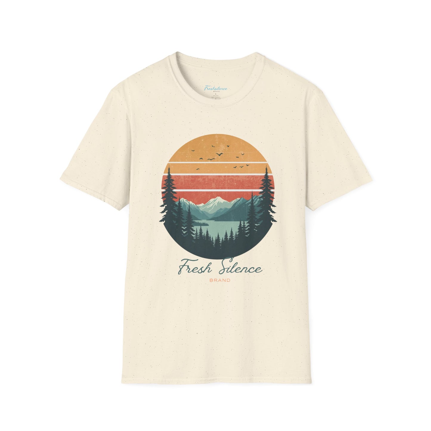 Nature Sunset T-Shirt — "Fresh Silence" Mountain Forest Graphic