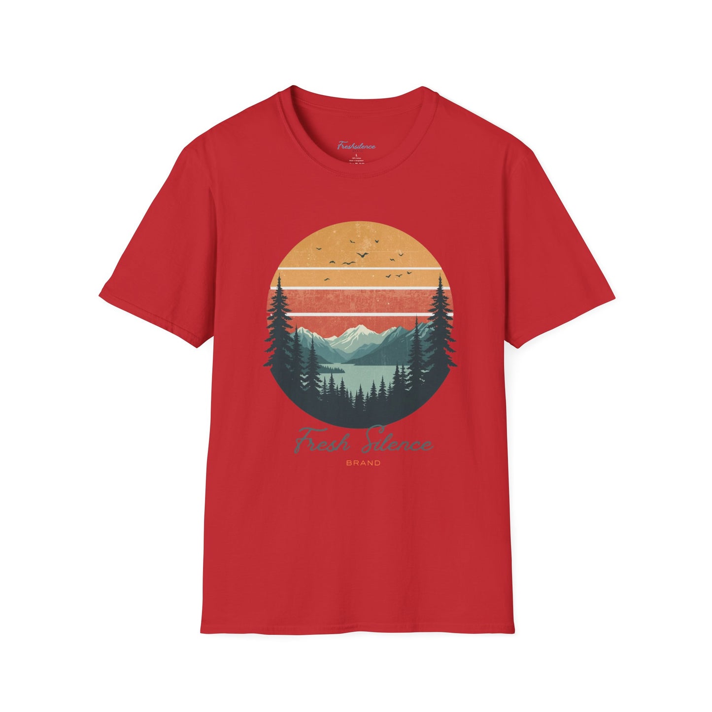 Nature Sunset T-Shirt — "Fresh Silence" Mountain Forest Graphic