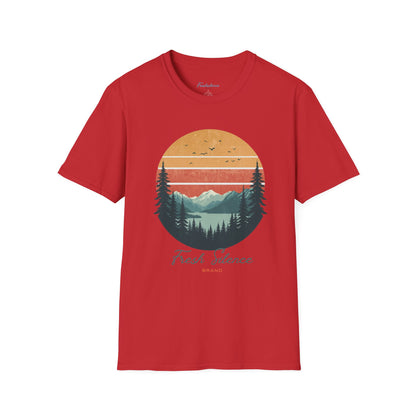 Nature Sunset T-Shirt — "Fresh Silence" Mountain Forest Graphic
