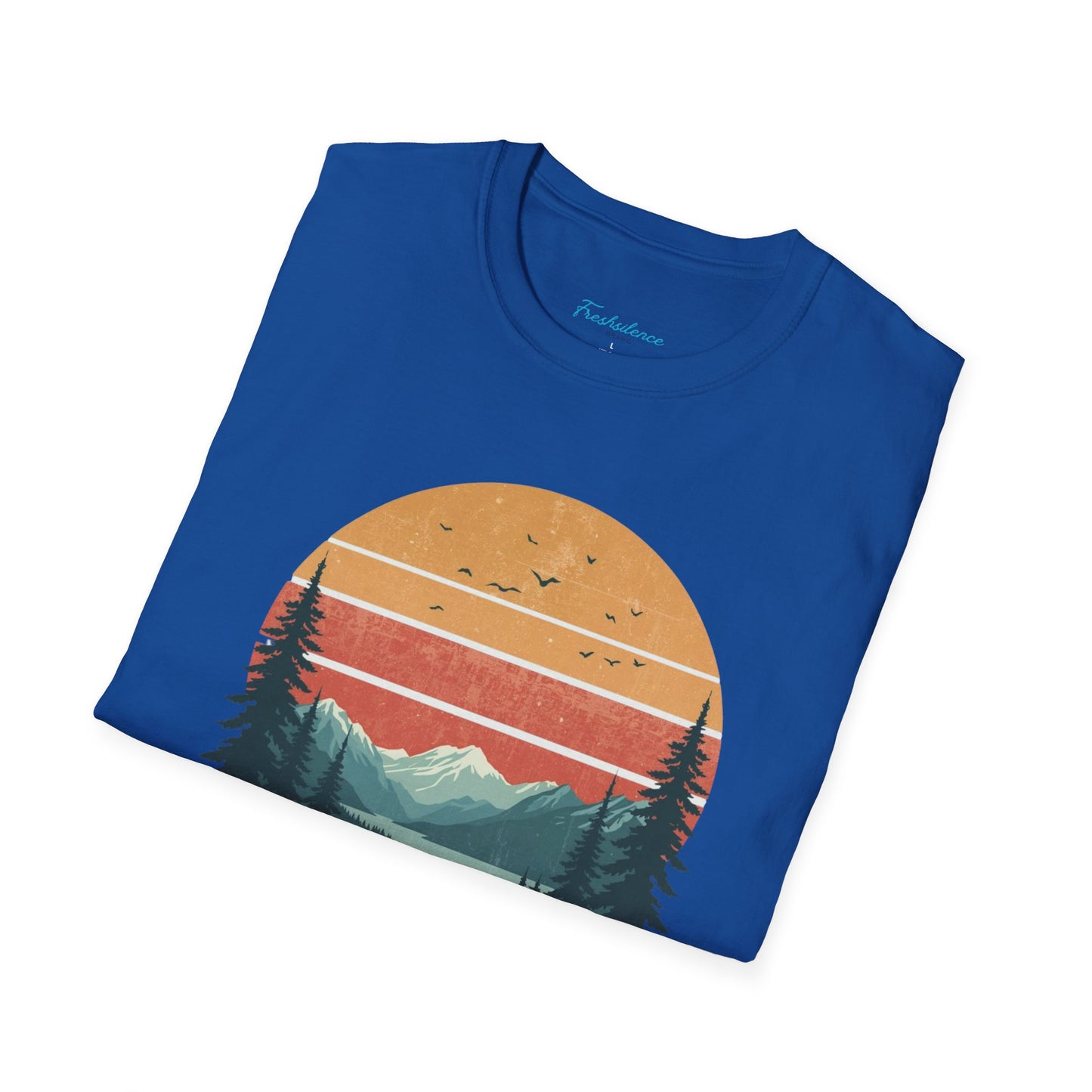Nature Sunset T-Shirt — "Fresh Silence" Mountain Forest Graphic