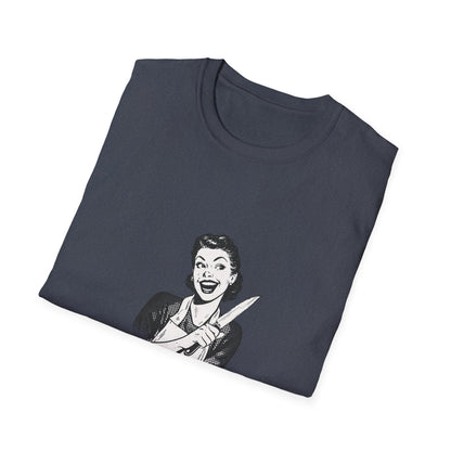 T-Shirt — "Sweet Face, Sharp Thoughts" Retro Kitchen Knife Graphic