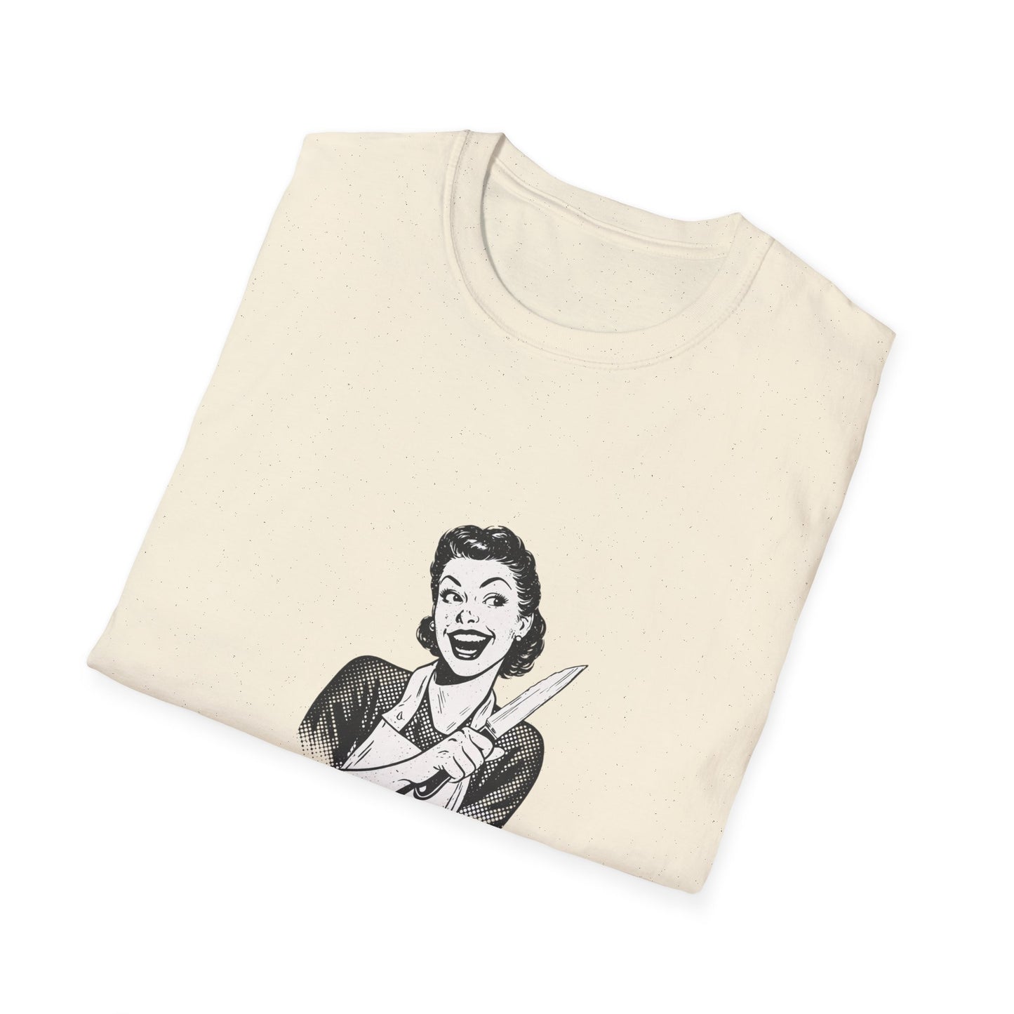T-Shirt — "Sweet Face, Sharp Thoughts" Retro Kitchen Knife Graphic