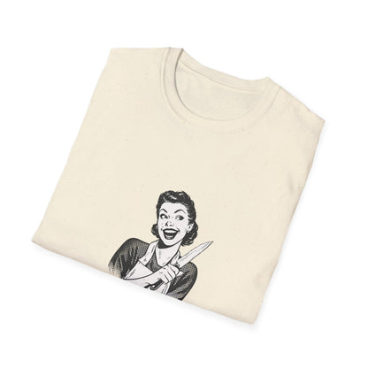 T-Shirt — "Sweet Face, Sharp Thoughts" Retro Kitchen Knife Graphic