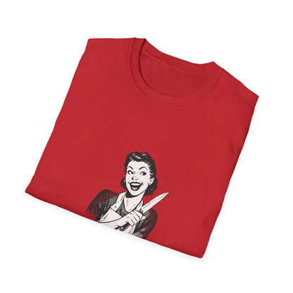 T-Shirt — "Sweet Face, Sharp Thoughts" Retro Kitchen Knife Graphic