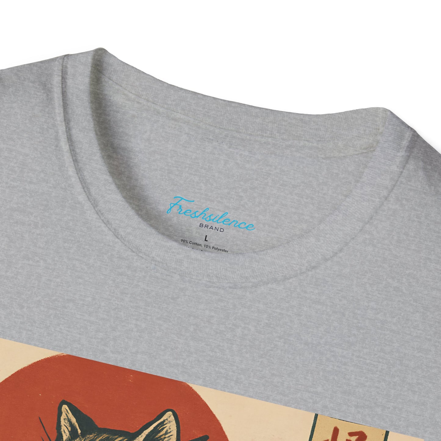 Vintage Japanese Kaiju Cat T-Shirt — Retro Wave & Great Wave Inspired Design