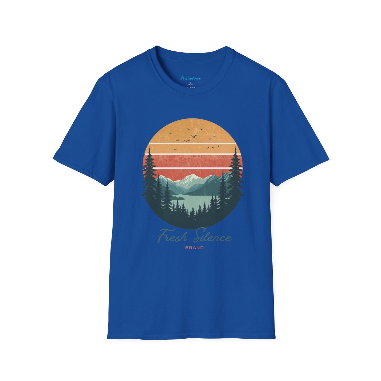 Nature Sunset T-Shirt — "Fresh Silence" Mountain Forest Graphic