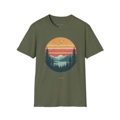 Nature Sunset T-Shirt — "Fresh Silence" Mountain Forest Graphic
