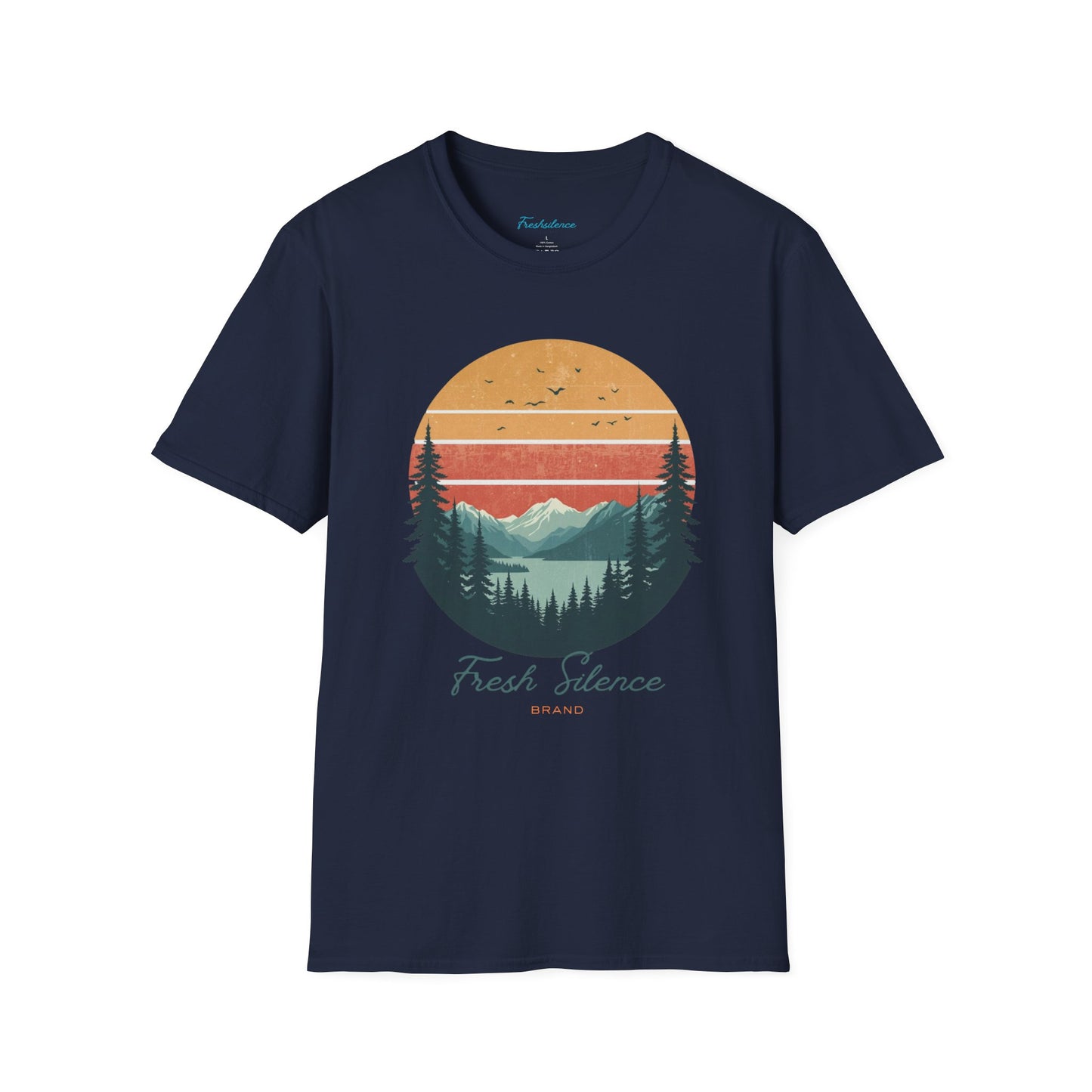 Nature Sunset T-Shirt — "Fresh Silence" Mountain Forest Graphic