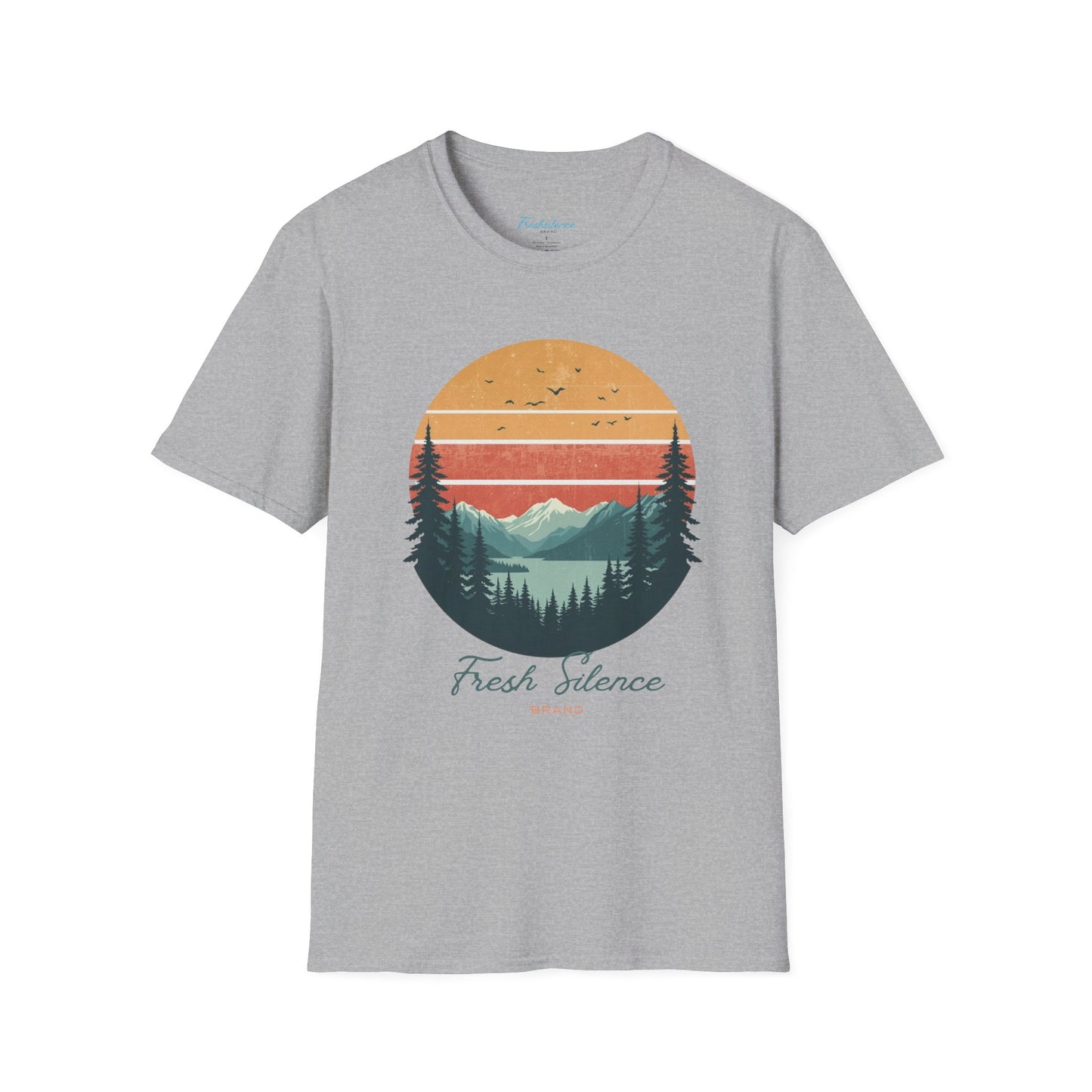 Nature Sunset T-Shirt — "Fresh Silence" Mountain Forest Graphic