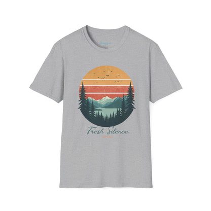 Nature Sunset T-Shirt — "Fresh Silence" Mountain Forest Graphic