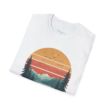 Nature Sunset T-Shirt — "Fresh Silence" Mountain Forest Graphic