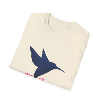 Hummingbird 'Fresh Silence' 3D Dark Blue Pink —T-Shirt