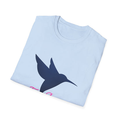Hummingbird 'Fresh Silence' 3D Dark Blue Pink —T-Shirt