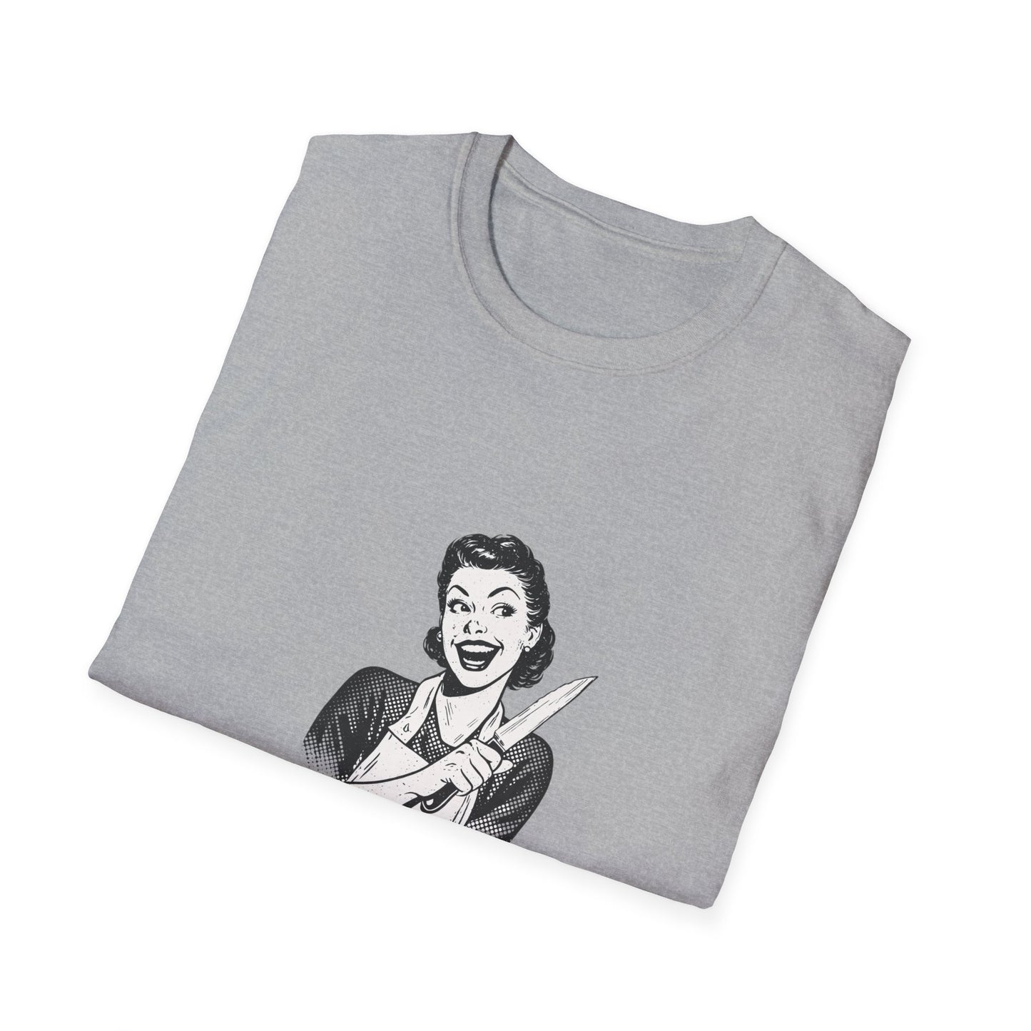 T-Shirt — "Sweet Face, Sharp Thoughts" Retro Kitchen Knife Graphic
