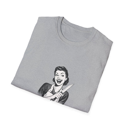 T-Shirt — "Sweet Face, Sharp Thoughts" Retro Kitchen Knife Graphic