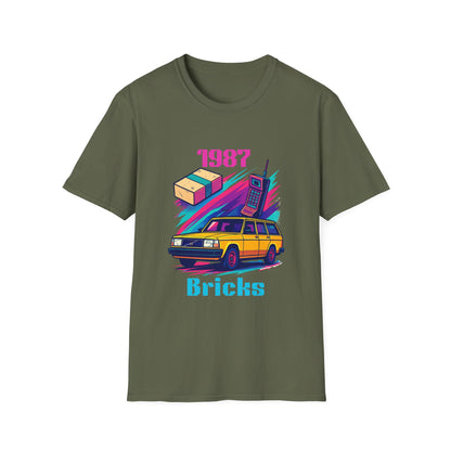 1987 Bricks Retro Van T-Shirt — 80s Vintage Brick Phone & Toy Theme