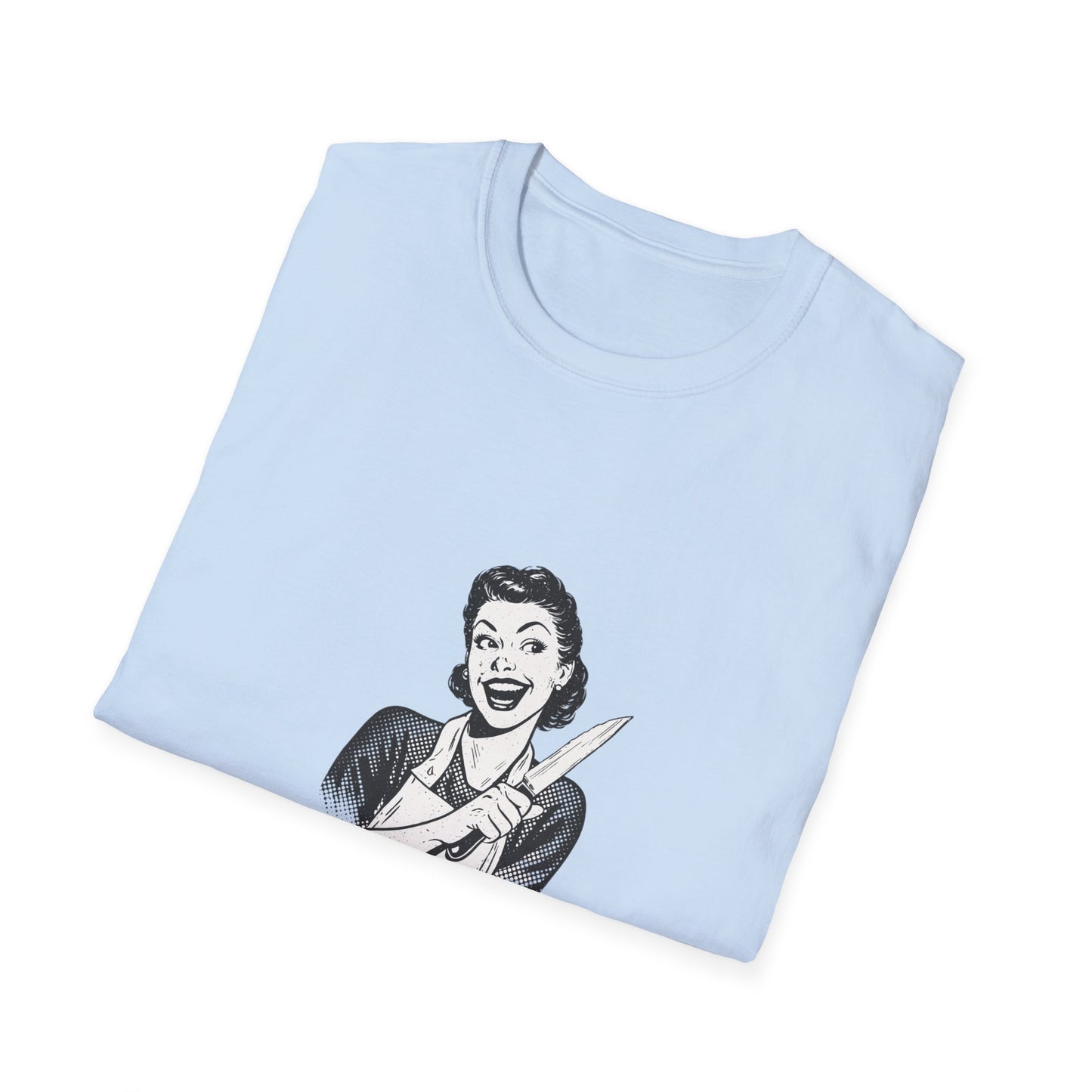 T-Shirt — "Sweet Face, Sharp Thoughts" Retro Kitchen Knife Graphic