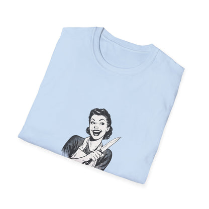 T-Shirt — "Sweet Face, Sharp Thoughts" Retro Kitchen Knife Graphic