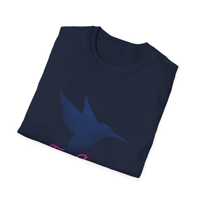 Hummingbird 'Fresh Silence' 3D Dark Blue Pink —T-Shirt