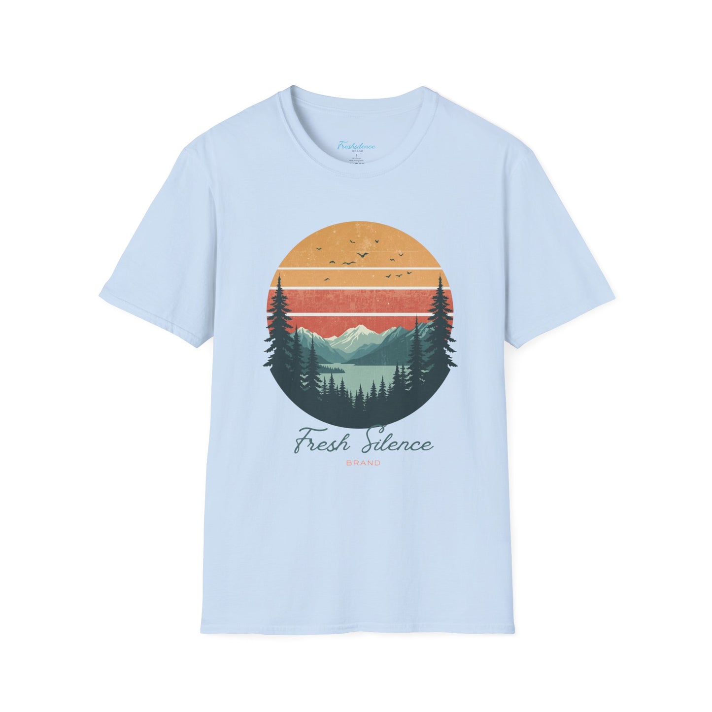 Nature Sunset T-Shirt — "Fresh Silence" Mountain Forest Graphic