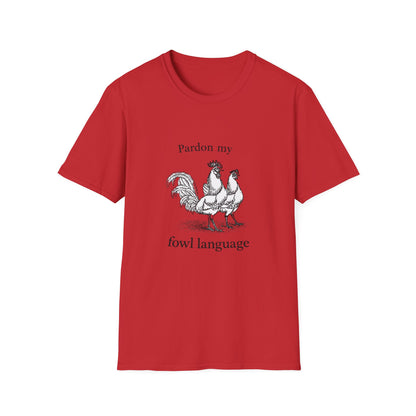 T-Shirt — "Pardon My Fowl Language" Rooster Vintage Illustration
