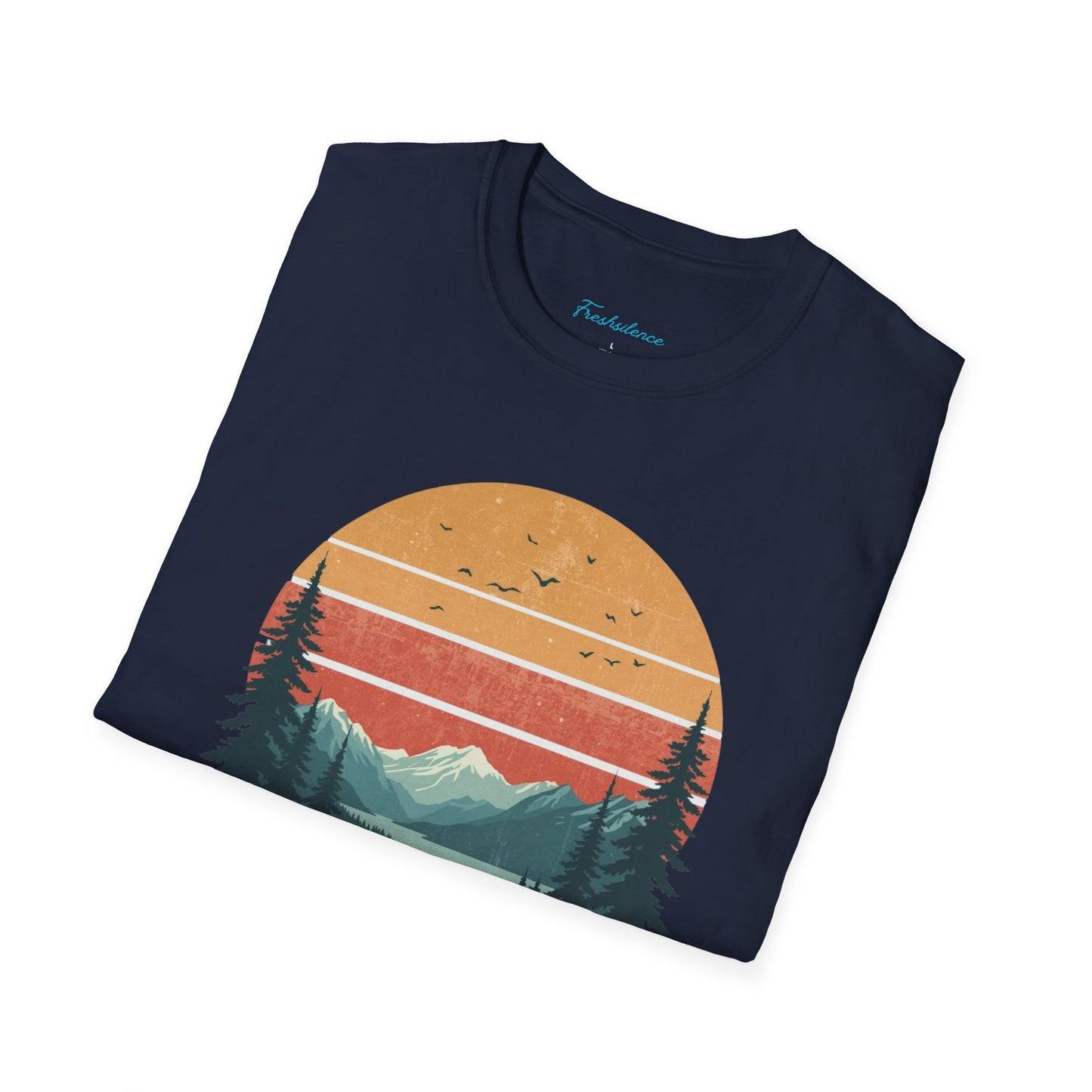 Nature Sunset T-Shirt — "Fresh Silence" Mountain Forest Graphic