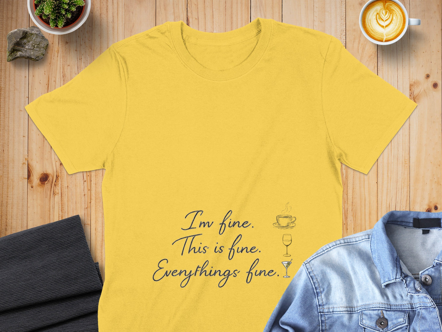 Everything Is Fine Yellow Graphic Tee