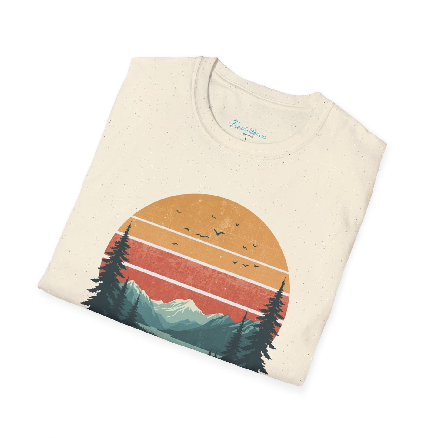 Nature Sunset T-Shirt — "Fresh Silence" Mountain Forest Graphic