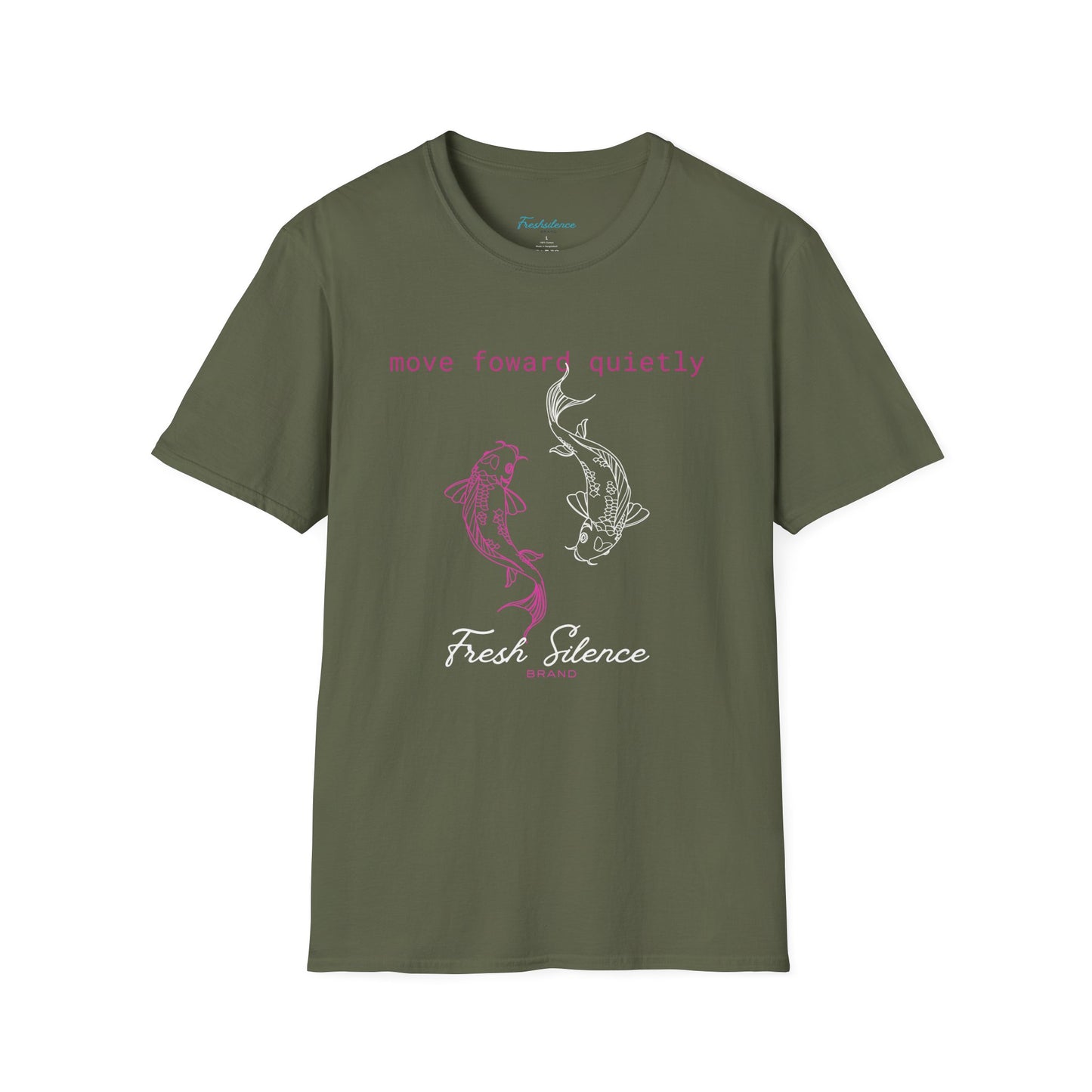 Move Forward Quietly T-Shirt — Feminine Pink Koi Graphic Tee