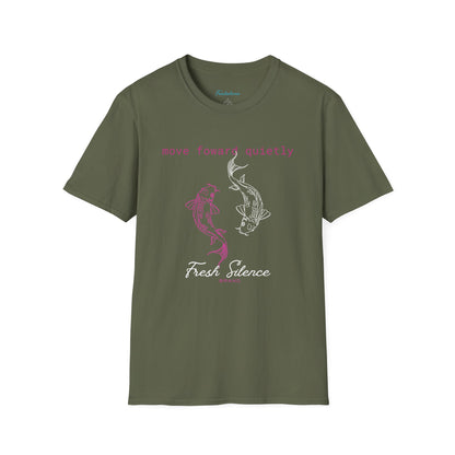 Move Forward Quietly T-Shirt — Feminine Pink Koi Graphic Tee
