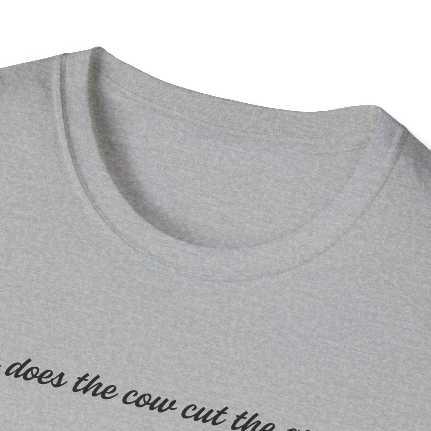 Cow Riding Lawnmower Graphic T-Shirt – “Now then the cow cut the grass…”